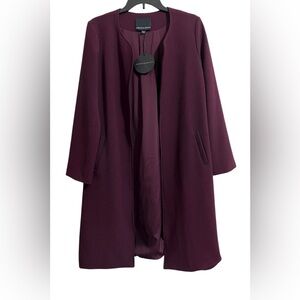 NWT Harlowe & Graham Deep Purple Plum Open Lined Cardigan Duster Small